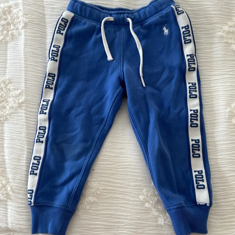 Polo Ralph Lauren Blue Jogger Sweatpants with White Stripe